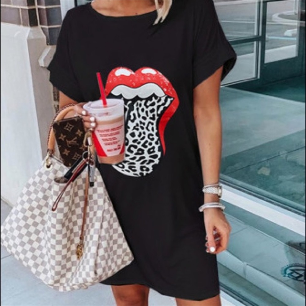 Leopard Lips Shirt Dress